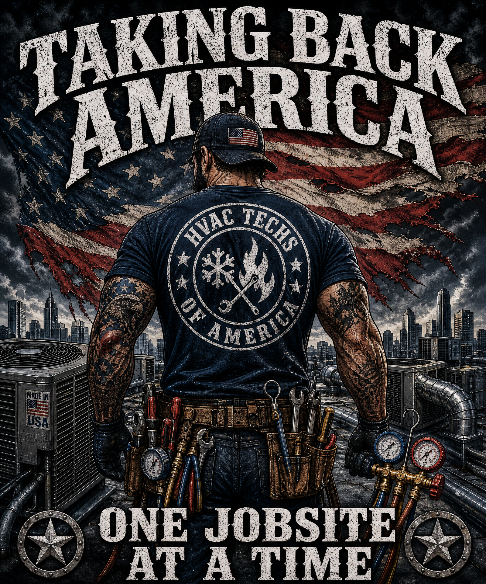 HVAC Techs tee — full-back print design