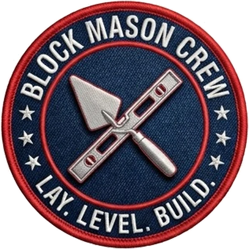 TAKING BACK AMERICA BLOCK MASONS T-SHIRT | AMERICAN FLAG, TROWEL EMBLEM — Front patch