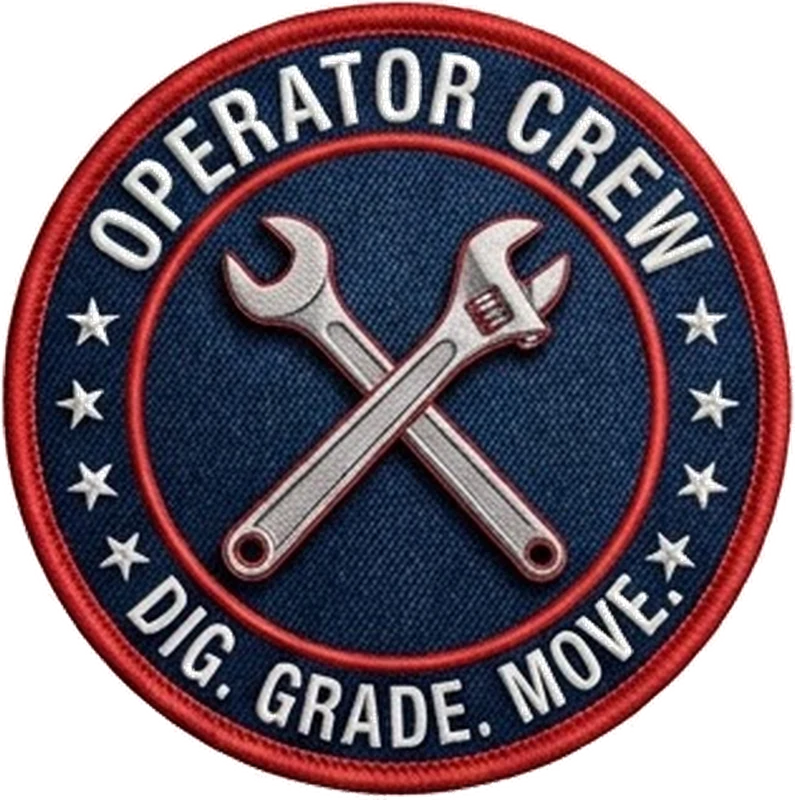 TAKING BACK AMERICA HEAVY EQUIPMENT OPERATORS T-SHIRT | AMERICAN FLAG, EXCAVATOR & DUMP TRUCK — Front patch