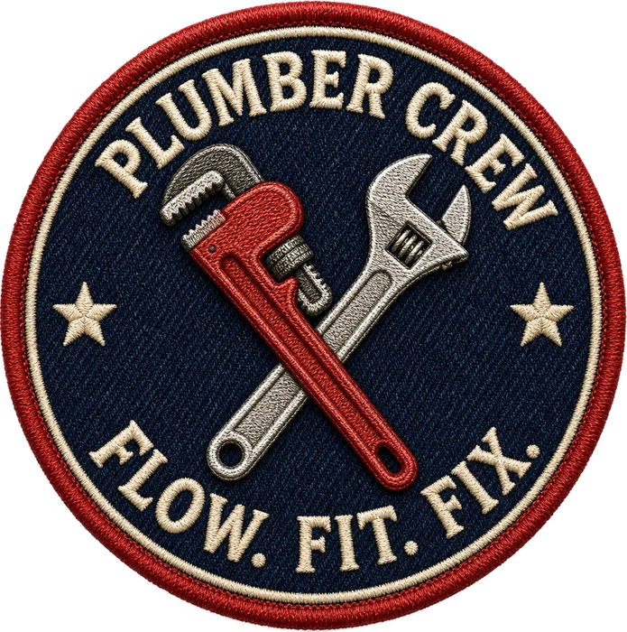TAKING BACK AMERICA PLUMBERS T-SHIRT | AMERICAN FLAG, PIPE WRENCH EMBLEM — Front patch